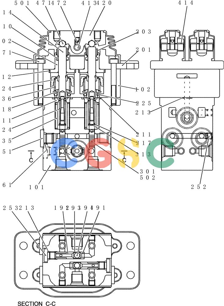 纽荷兰零件查询(E80BMSR) - CRAWLER EXCAVATOR ASN LF05-04001 - (N8TA18060) (HC820[1]) - VALVE ASSY, PILOT (PROPELLING) New Holland Constructuion