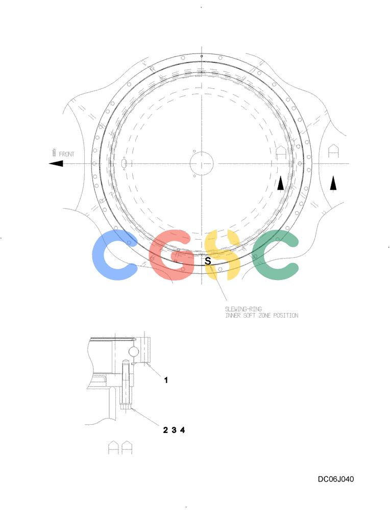 纽荷兰零件查询(E215B) - CRAWLER EXCAVATOR - TIER 3 (ROPS CAB) ASN NBDA21800 (6/13-) (02-004[00]) - SLEWING RING ASSY (H & W) YN40FU0003F1 New Holland Constructuion