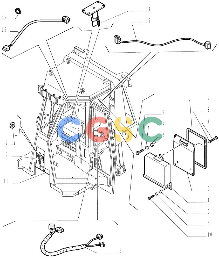 纽荷兰零件查询(DC150LT) - CRAWLER DOZER (6/00-) (5.652[16]) - ROPS CAB - ELECTRIC COMPONENTS New Holland Constructuion