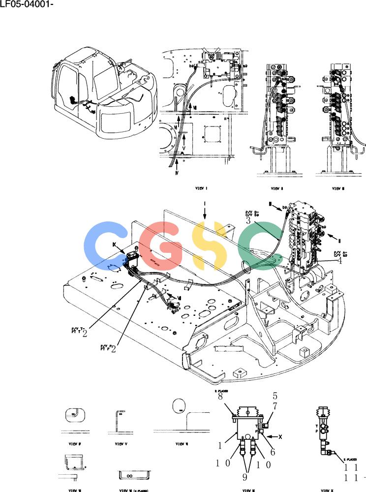 纽荷兰零件查询(E80BMSR) - CRAWLER EXCAVATOR ASN LF05-04001 - (N8TA18060) (162-01[1]) - CONTROL LINES, REMOTE New Holland Constructuion