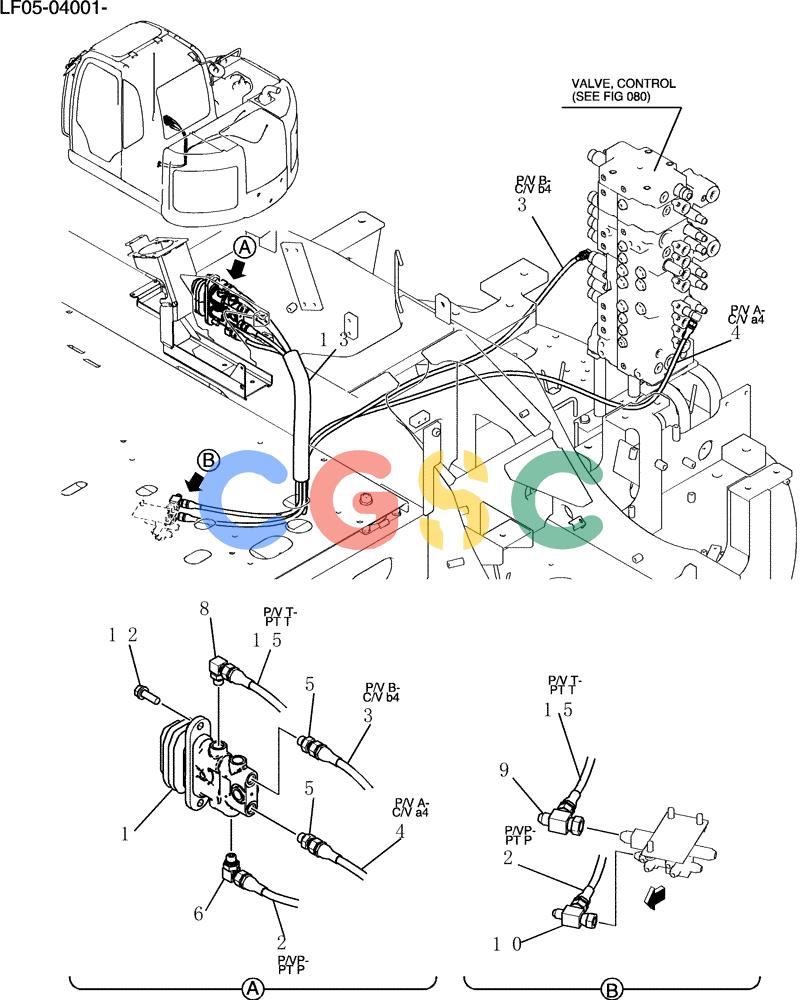 纽荷兰零件查询(E80BMSR) - CRAWLER EXCAVATOR ASN LF05-04001 - (N8TA18060) (142-71[1]) - CONTROL LINES, REMOTE New Holland Constructuion