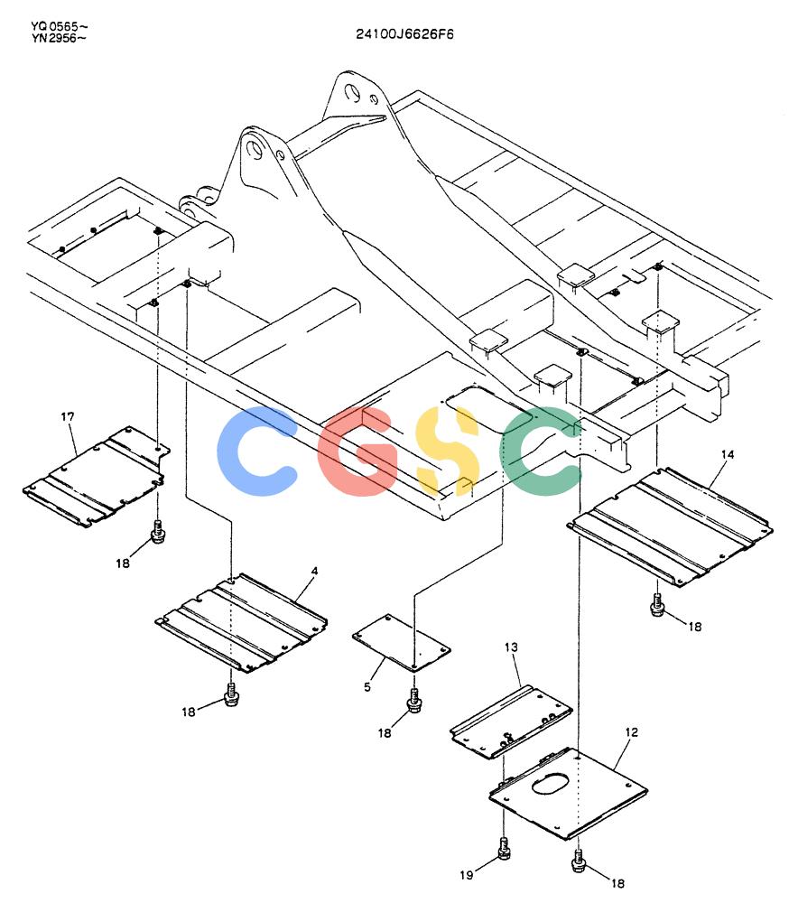 神钢零件查询(K907LC) - MARK II EXCAVATOR ASN YQ0565 (GLOBAL) (1/87-12/03) (02-017) - COVER ASSY, UNDER Kobelco