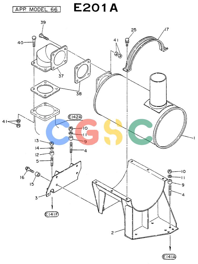 神钢零件查询(NE6(T)04) - NISSAN DIESEL ENGINE (1/86-12/98) (07-001[01]) - MUFFLER EXHAUST Kobelco