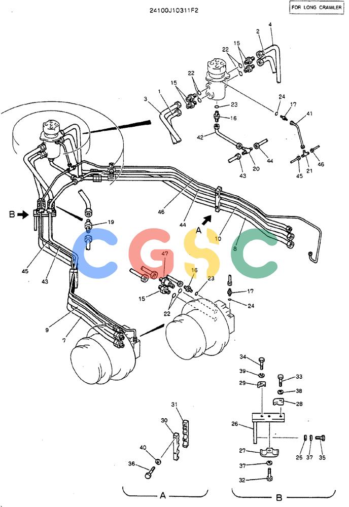 神钢零件查询(MD320BLC) - EXCAVATOR BTW YC0301 - YC0747 (1/80-12/06) (06-008) - HYDR LINES, LOW Kobelco