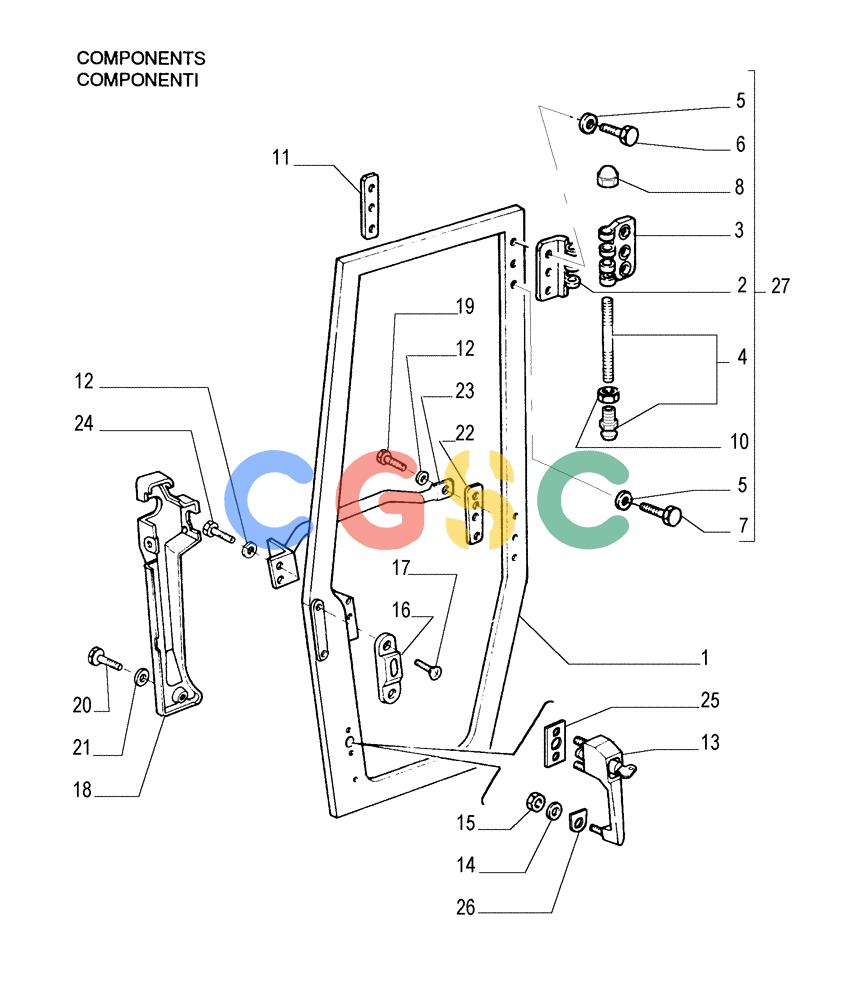 纽荷兰零件查询(FL175) - CRAWLER LOADER (N.A. VERSION) (6/92-) (5.652[04]) - ROPS CAB - DOOR New Holland Constructuion
