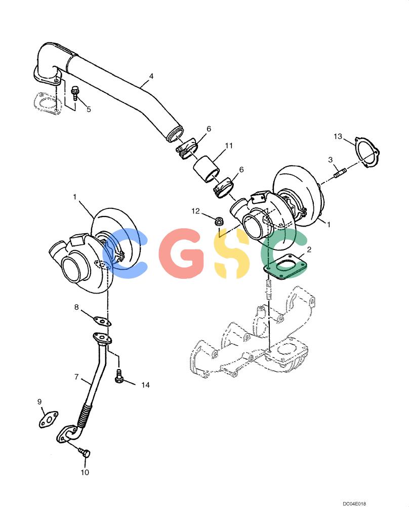 纽荷兰零件查询(EH130) - CRAWLER EXCAVATOR (3/04-) (02 -29[00]) - TURBOCHARGER SYSTEM New Holland Constructuion