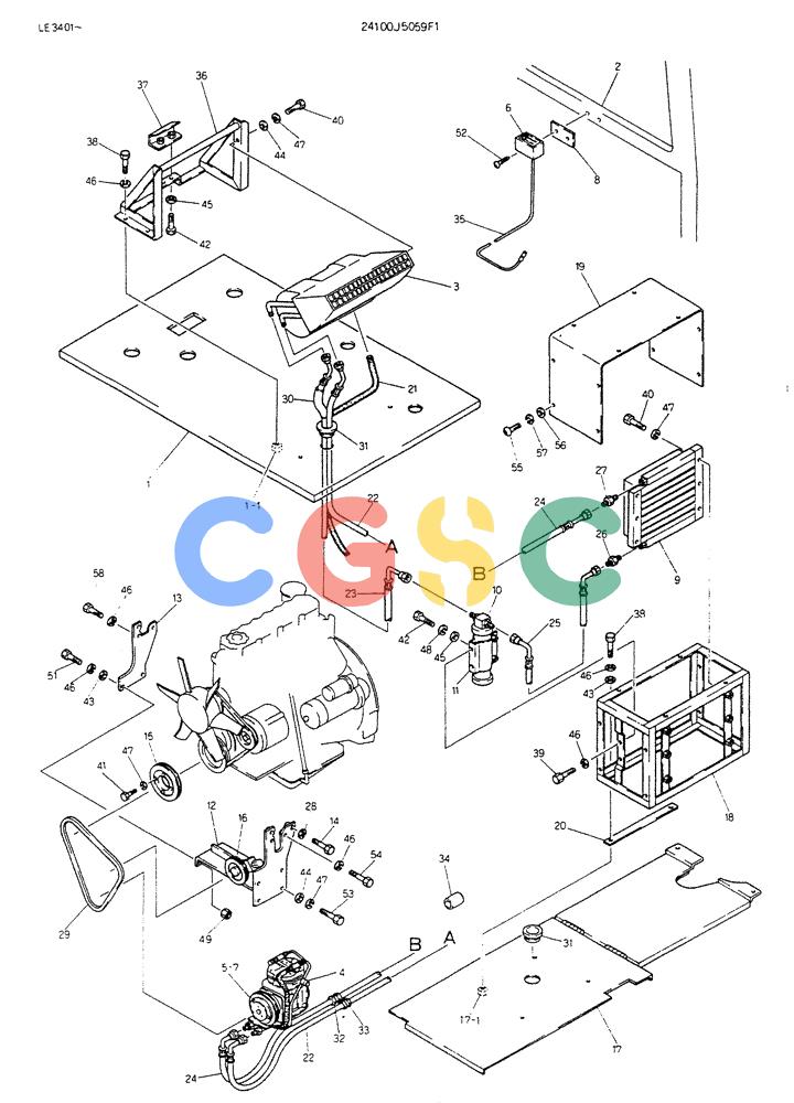 神钢零件查询(K903B) - EXCAVATOR ASN LE3401 (1/85-12/03) (08-026) - COOLER ASSY Kobelco