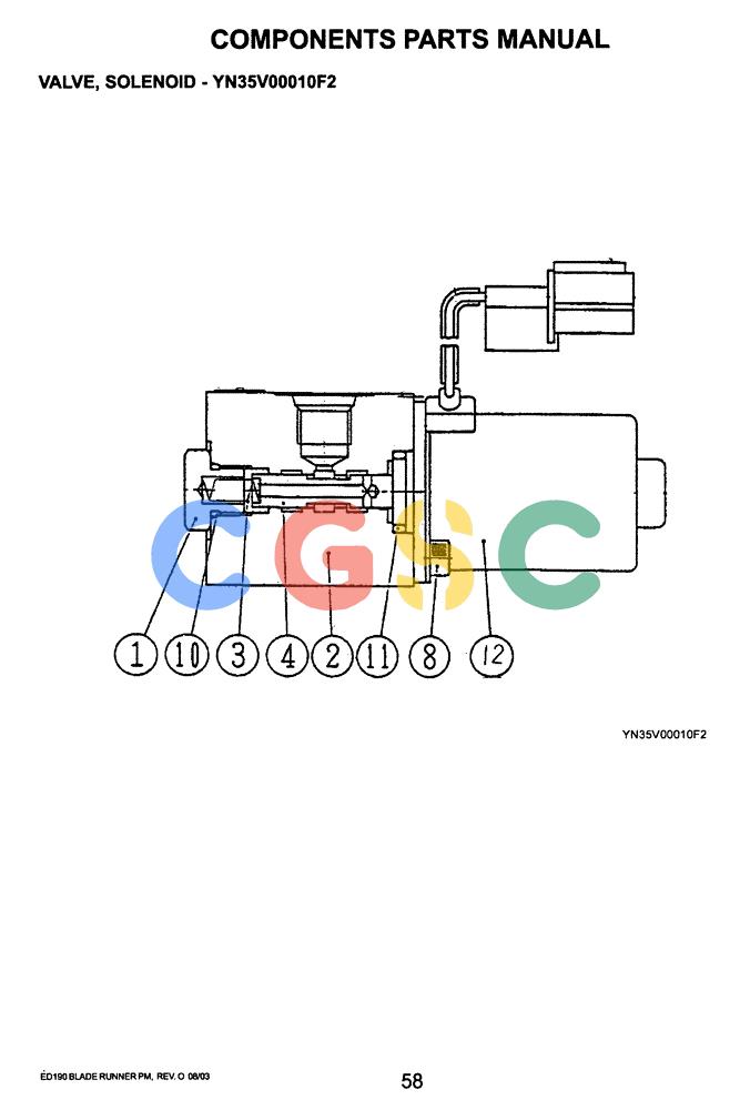神钢零件查询(ED190LC-6E) - BLADE RUNNER EXCAVATOR/DOZER BTW YL03U0136 - YL03U0292 (1/05-12/06) (07-027) - VALVE, SOLENOID (YN35V00010F2) Kobelco