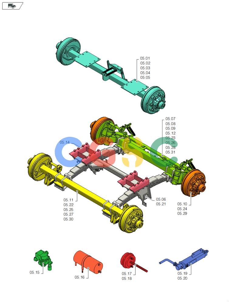 凯斯零件查询(LB433S) - BIG RECTANGULAR BALER (9/08-12/12) (05.00[01]) - PICTORIAL OVERVIEW 1/1 - AXLE Case Agriculture
