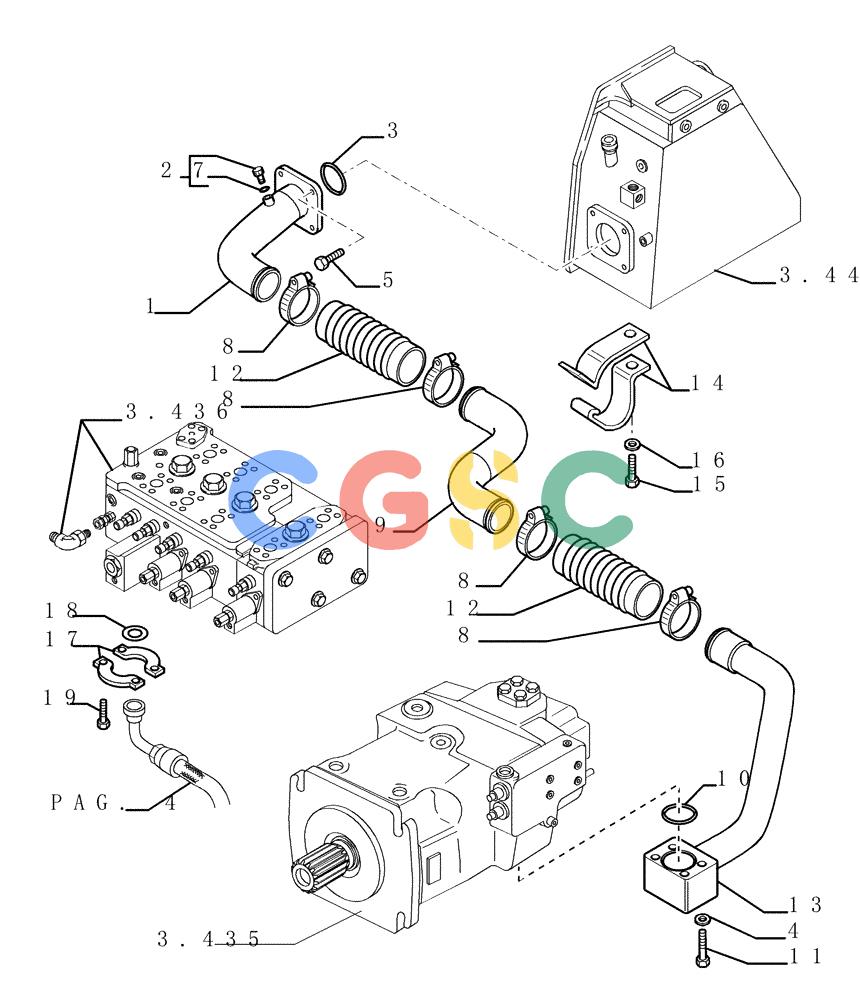纽荷兰零件查询(DC180PS) - CRAWLER DOZER (11/00-) (3.434[01A]) - HYDRAULIC SYSTEM PIPING - VERSION (02-03) New Holland Constructuion