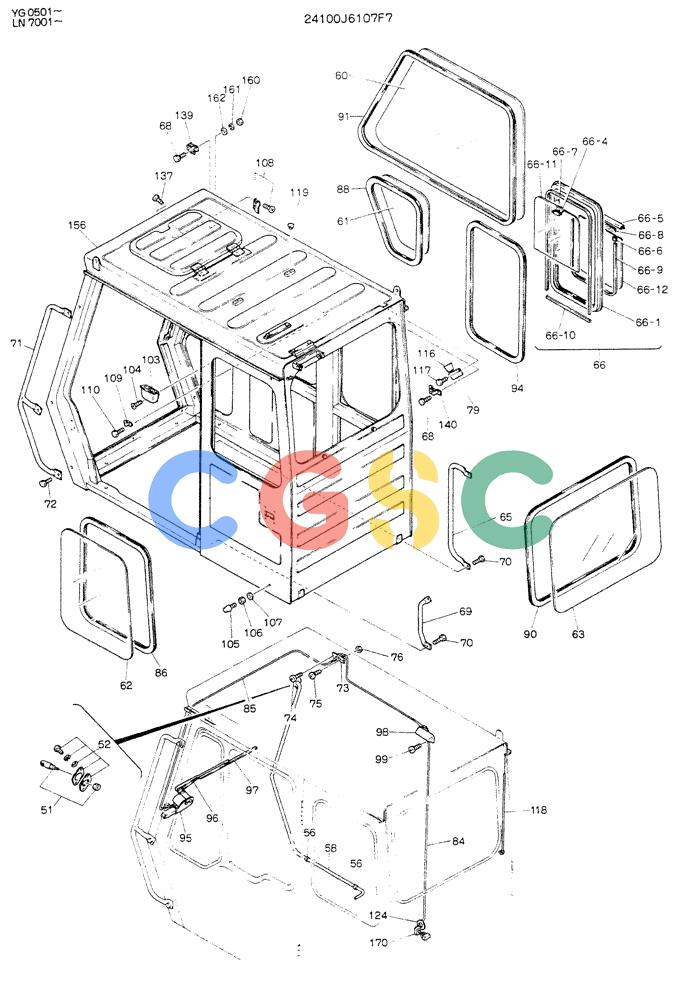 神钢零件查询(K907DLC) - EXCAVATOR ASN YG0501 (1/86-12/03) (02-004[01]) - CAB ASSY (HINGE) Kobelco