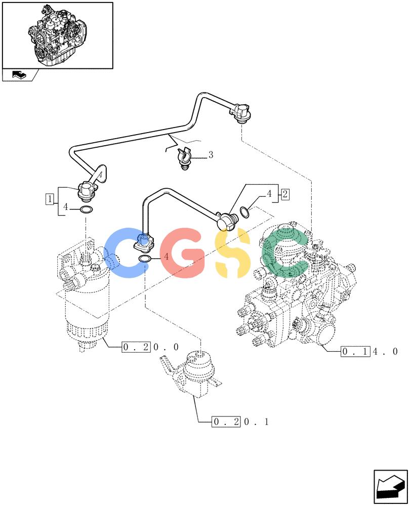 神钢零件查询(F4GE9484A J600) - ENGINE 504120790 - 87052264 (1/07-12/10) (0.20.3) - PIPING - FUEL (2852279) Kobelco