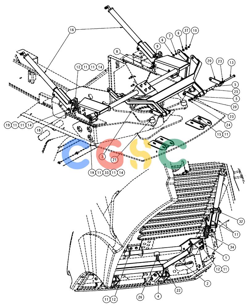 凯斯零件查询(FLX3510) - FLOATER (8/04-8/06) (04-019) - ENGINE HOOD LINKAGE Case Agriculture