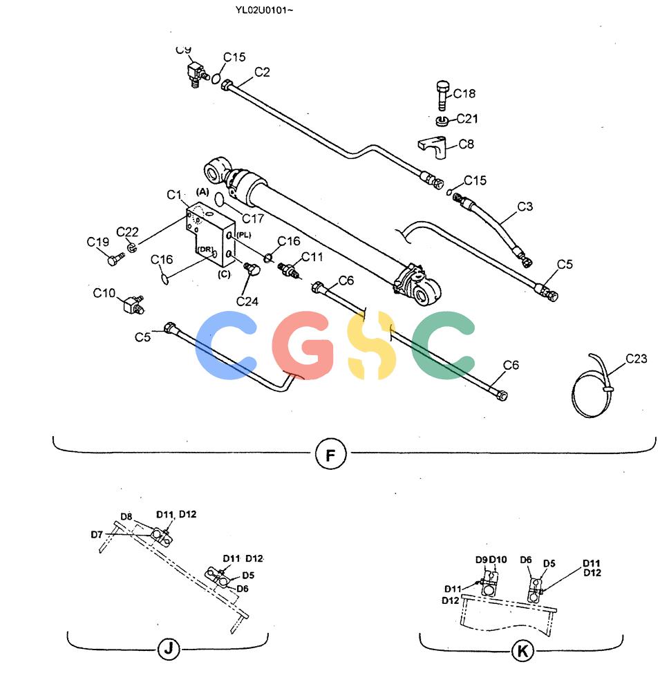 神钢零件查询(ED190LC) - BLADE RUNNER EXCAVATOR/DOZER BTW YL02U0101 - YL03U0135 (1/02-12/06) (03-005[04]) - HYD LINES, 5.2M, BOOM & ARM SAFETY (NIBBLER & BREAKER) Kobelco