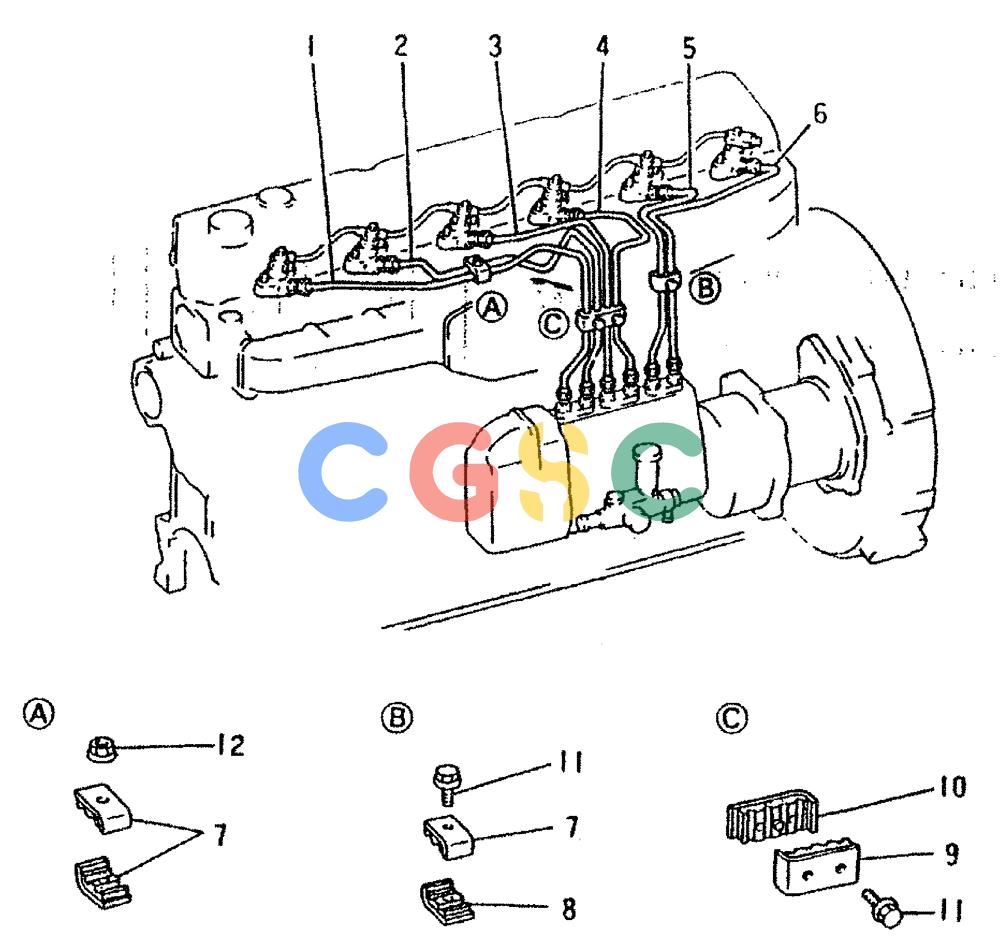神钢零件查询(6D16-T) - MITSUBISHI DIESEL ENGINE - K909LC & MD240BLC (1/87-12/06) (03-014) - FUEL INJECTION PIPE Kobelco