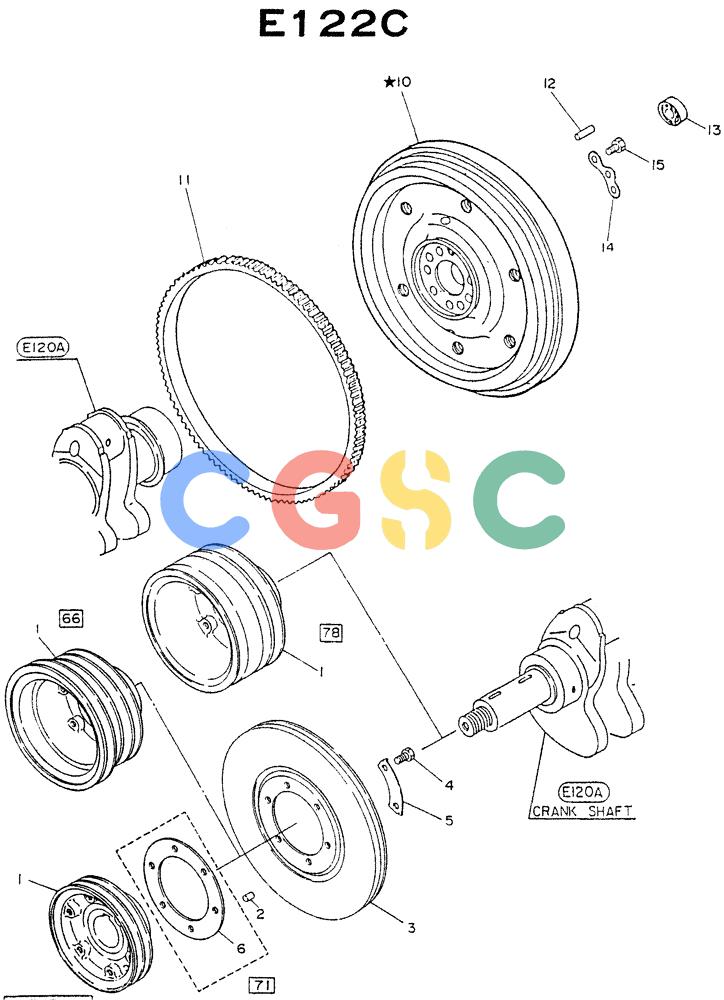 神钢零件查询(NE6(T)04) - NISSAN DIESEL ENGINE (1/86-12/98) (03-003) - CRANK PULLY & FLY WHEEL Kobelco