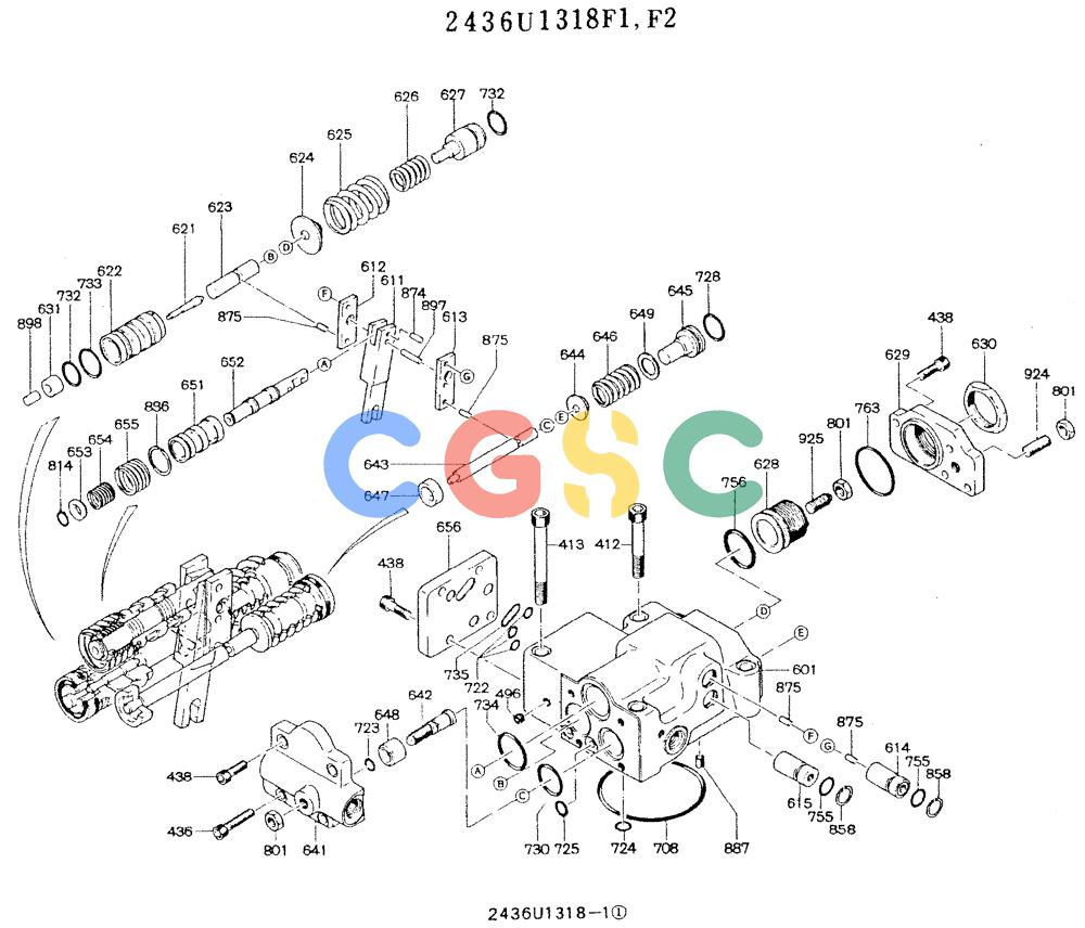 神钢零件查询(K905LC) - MARK II EXCAVATOR ASN YPU00001 (1/87-12/03) (11-013) - REGULATOR ASSY, (F), 2436U1318 Kobelco