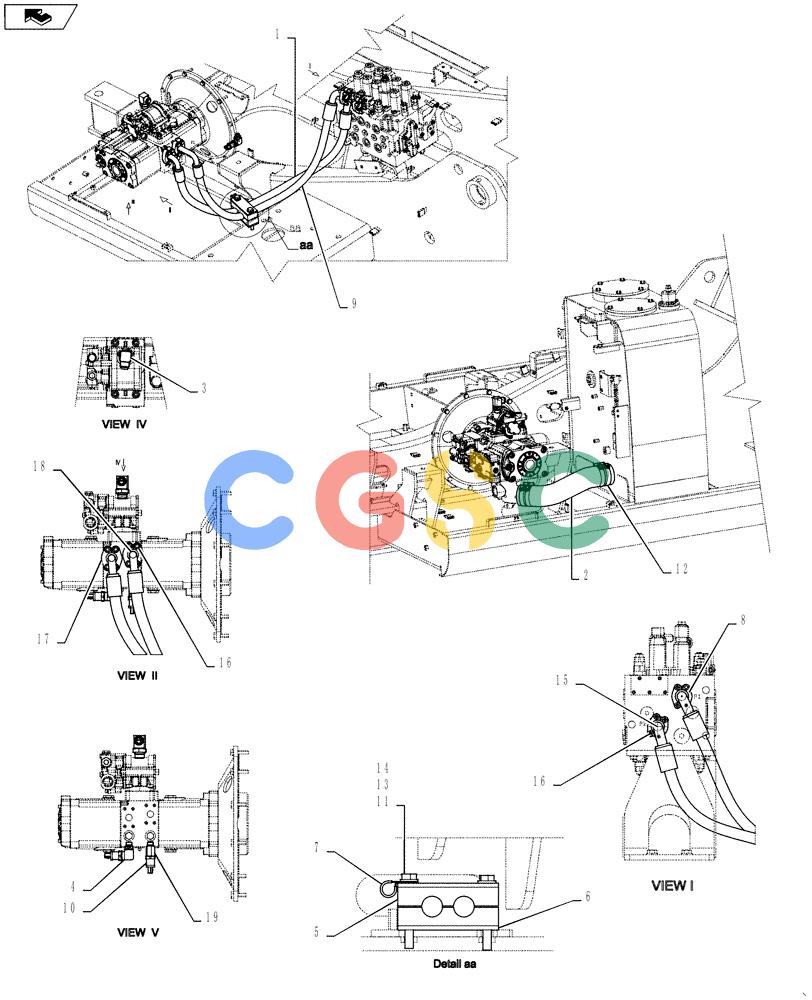 神钢零件查询(SK170 ACERA M-9) - CRAWLER EXCAVATOR - TIER 3 NON-REGULATED (1/12-12/13) (35.310.AJ[01]) - HYD. LINE, PUMP (BASE) Kobelco
