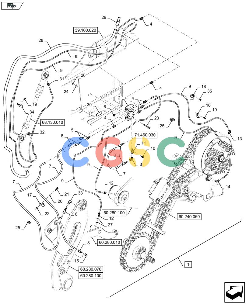 凯斯零件查询(LB334P) - BALER (9/12-) (71.460.080) - CENTRAL GREASING, RH Case Agriculture
