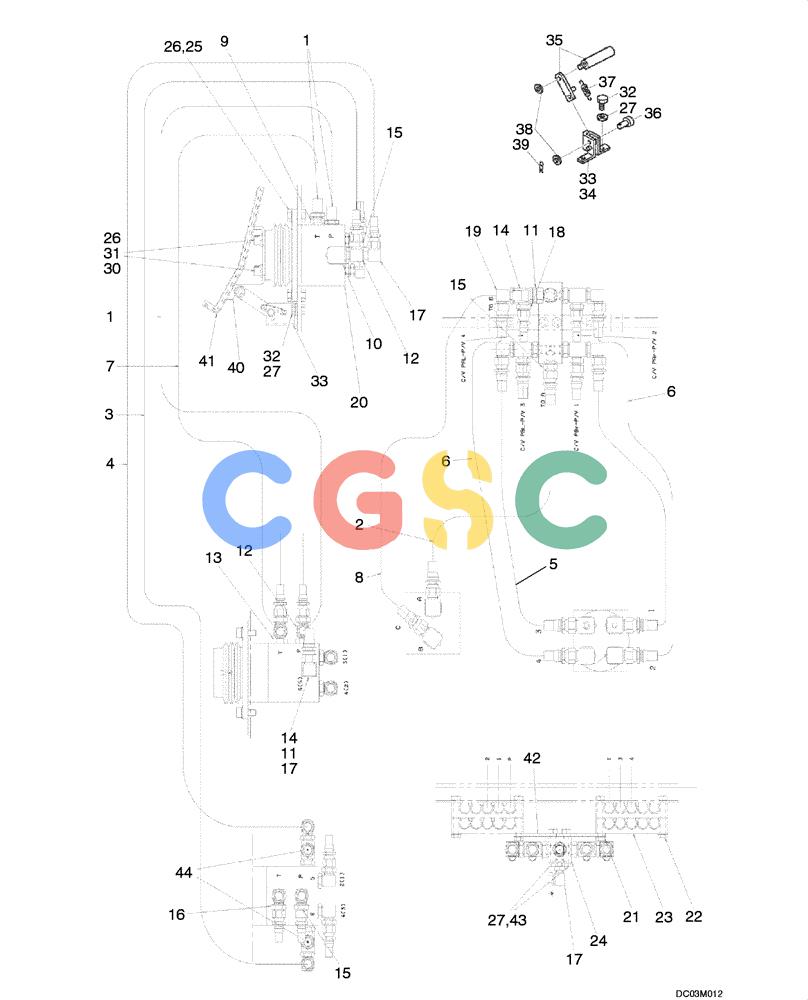 纽荷兰零件查询(EH215) - CRAWLER EXCAVATOR (9/03-) (08 -40[00]) - HYDRAULIC LINES - TRAVEL CONTROL, SINGLE PEDAL New Holland Constructuion