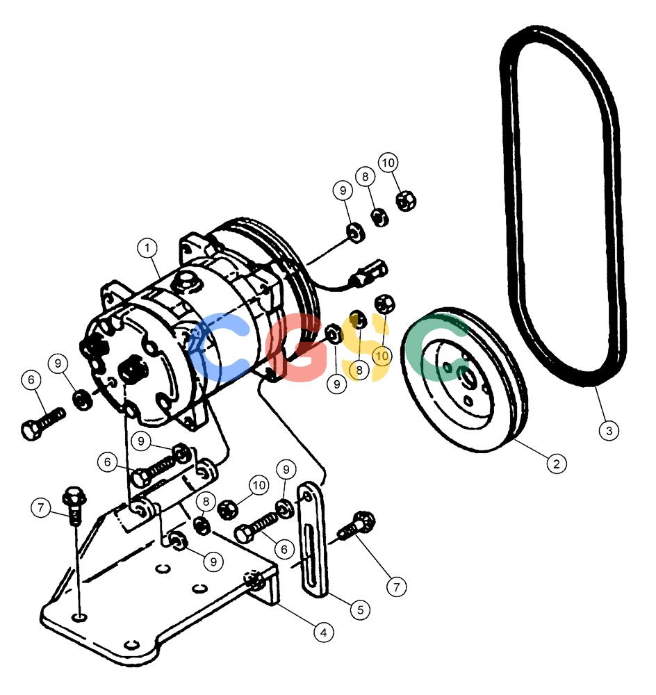凯斯零件查询(FLX3330B) - FLOATER (12/99-9/02) (02-062) - A\C COMPRESSOR GROUP (FLX3300B CASE ENGINE) Case Agriculture