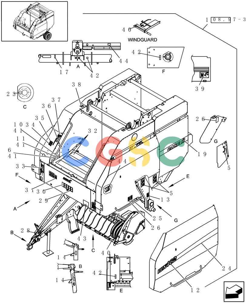 凯斯零件查询(RBX462) - CASE IH ROUND BALER (1/03-7/05) (08.97[4]) - DECALS, LH, EUROPE & R.O.W. Case Agriculture