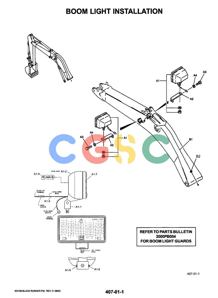 神钢零件查询(ED190LC-6E) - BLADE RUNNER EXCAVATOR/DOZER BTW YL03U0136 - YL03U0292 (1/05-12/06) (03-009) - BOOM LIGHT INSTALLATION Kobelco