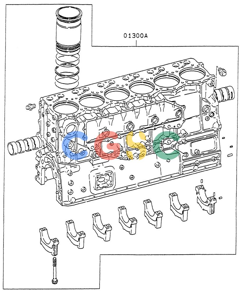 神钢零件查询(6D22-TC) - MITSUBISHI DIESL ENGINE - SK EXCAVATORS (1/06-12/06) (01-002) - SERVICE CYLINDER BLOCK ASSY Kobelco