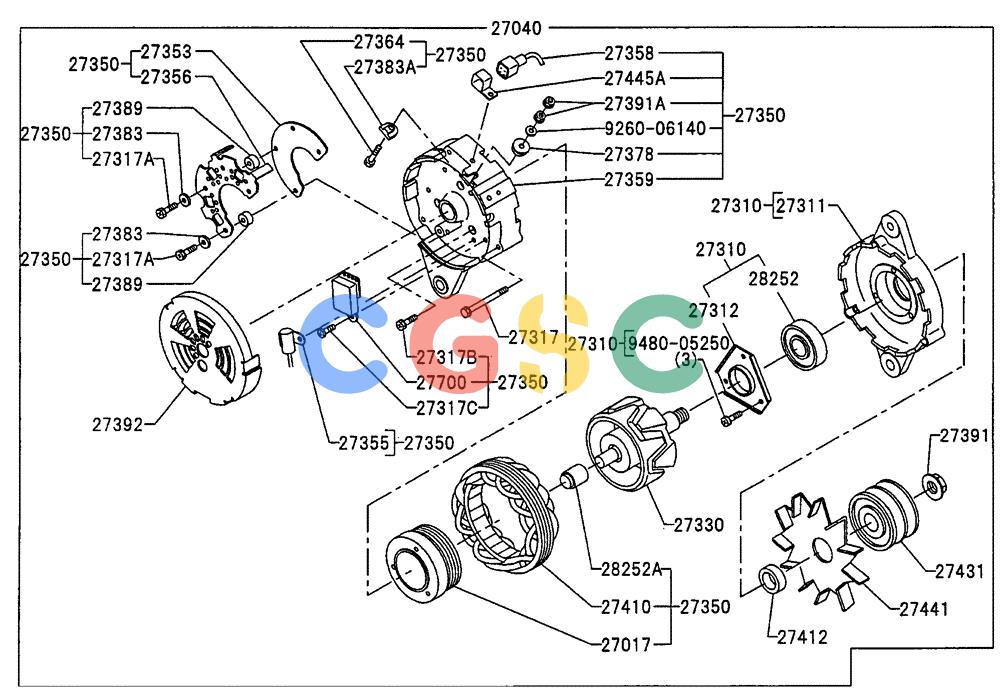神钢零件查询(200-8) - EXCAVATOR S/N YN11-45001 - (1/06-12/09) (ENG-16-1) - ALTERNATOR Kobelco