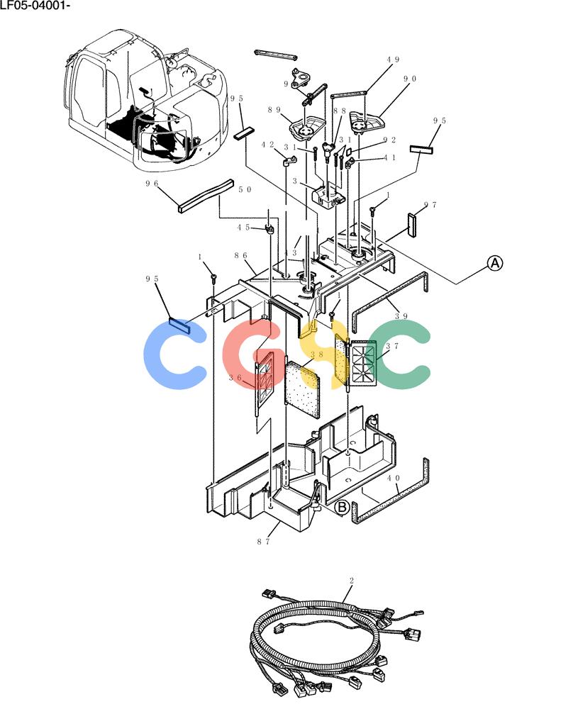 纽荷兰零件查询(E80BMSR) - CRAWLER EXCAVATOR ASN LF05-04001 - (N8TA18060) (298-01[1]) - CONDITIONER ASSY, AIR New Holland Constructuion