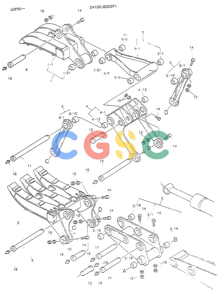 神钢零件查询(K903) - MARK II EXCAVATOR BTW LE6601 - LE7871 (1/88-12/03) (09-008) - GRAPPLE ASSY, FORK (DOUBLE) Kobelco