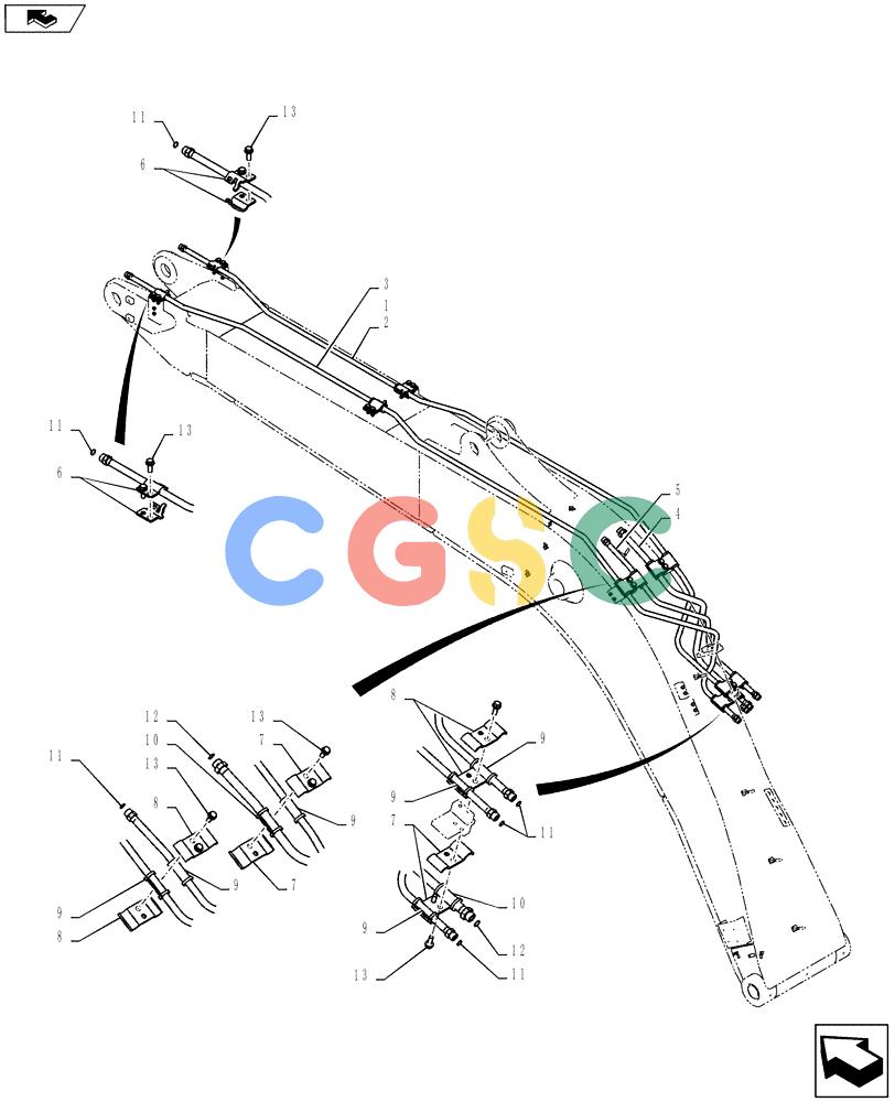 纽荷兰零件查询(E135BSRLC) - CRAWLER EXCAVATOR ASN YH06-08001 (03-006[01]) - HYDRAULIC LINES, BOOM (NIBBLER & BREAKER) New Holland Constructuion