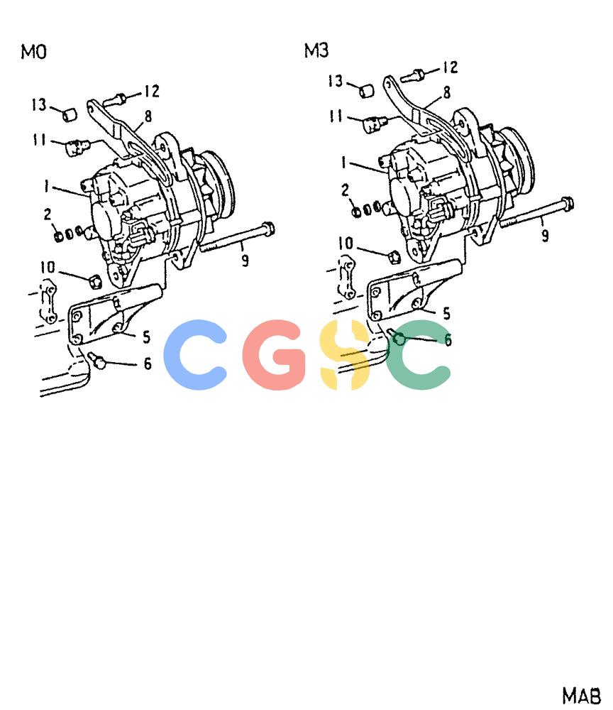 神钢零件查询(6D22-TC) - MITSUBISHI DIESEL ENGINE - K912, K912LC, & K916 (1/83-12/06) (04-007) - ALTERNATOR GENERAL 050-130A Kobelco