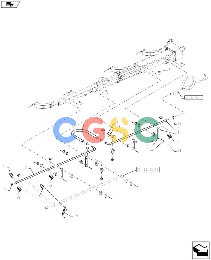 凯斯零件查询(810) - FLEX-AIR APPLICATOR - 2012 (2/12-) (78.110.14.CD) - BOOM PLUMBING, 60', 3" TUBES, RH, OUTER Case Agriculture