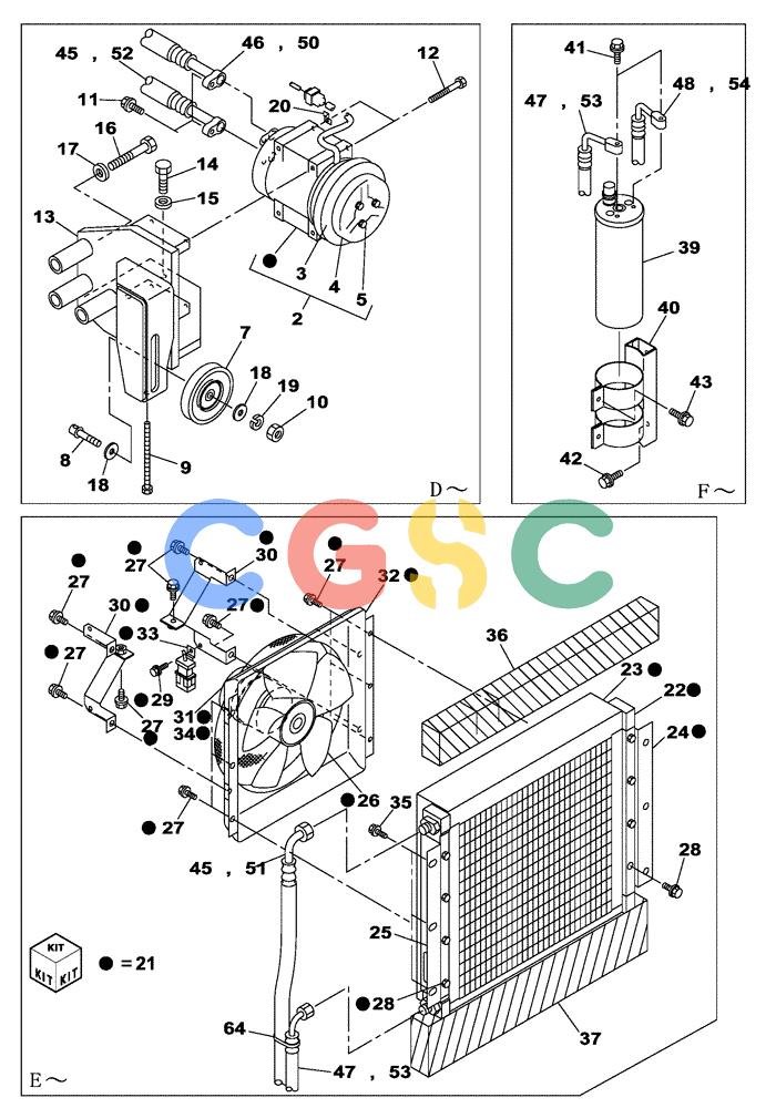 纽荷兰零件查询(E805) - CRAWLER EXCAVATOR TIER 3 (7/06-) (09-033-00[01]) - CAB AIR CONDITIONING - CONDENSER - RECEIVER-DRYER - COMPRESSOR New Holland Constructuion