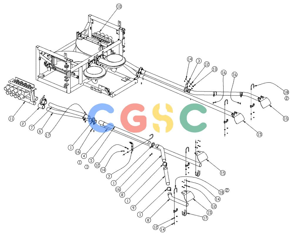 凯斯零件查询(437) - FLEX-AIR APPLICATOR (5/98-2/99) (04-007) - TUBES GROUP, MID, 3.0 Case Agriculture