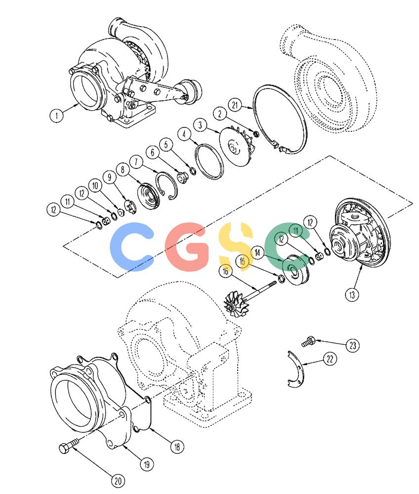 凯斯零件查询(FLX3300B) - FLOATER - 2002 (9/02-10/03) (02-030) - TURBOCHARGER - ASSEMBLY Case Agriculture