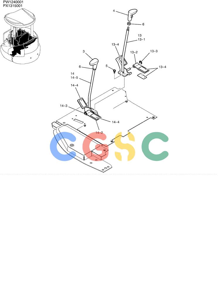 纽荷兰零件查询(E35SR) - COMPACT CRAWLER EXCAVATOR ASN PX13-15001 (N6TN61732) (NA) (1/06-) (01-030) - LEVER ASSY, CONTROL New Holland Constructuion