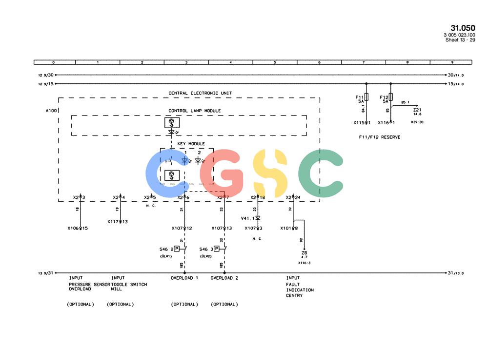 纽荷兰零件查询(EC450) - CRAWLER EXCAVATOR (SN: 750001-UP) (11/99-) (31.050[013]) - ELECTRICAL COMPON. I.CIRCUIT DIAGRAM PAGE 13(S/N 750001-UP) New Holland Constructuion