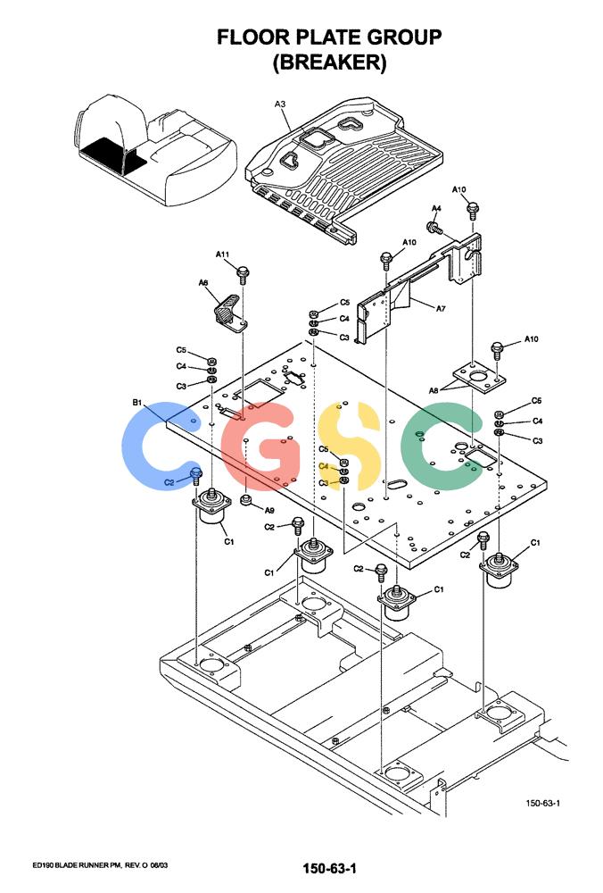 神钢零件查询(ED190LC-6E) - BLADE RUNNER EXCAVATOR/DOZER BTW YL03U0136 - YL03U0292 (1/05-12/06) (01-051) - FLOOR PLATE GROUP (BREAKER) Kobelco