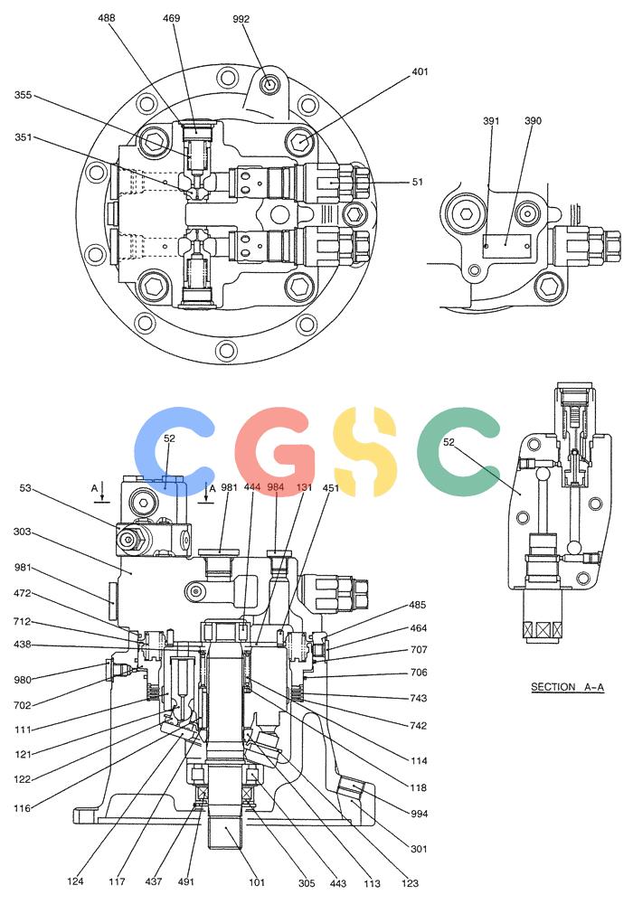 纽荷兰零件查询(E200SRLC) - CRAWLER EXCAVATOR BTW LA04-01506 - LA04-01625 (07-013) - MOTOR ASSY (SWING) New Holland Constructuion