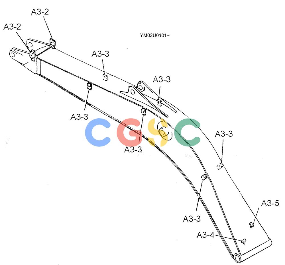 神钢零件查询(SK160LC) - DYNAMIC ACERA EXCAVATOR 11/2000 ASN YM02U0101 (11/00-12/02) (03-001[02]) - BOOM ASSEMBLY, 5.65M (18FT 6IN) Kobelco