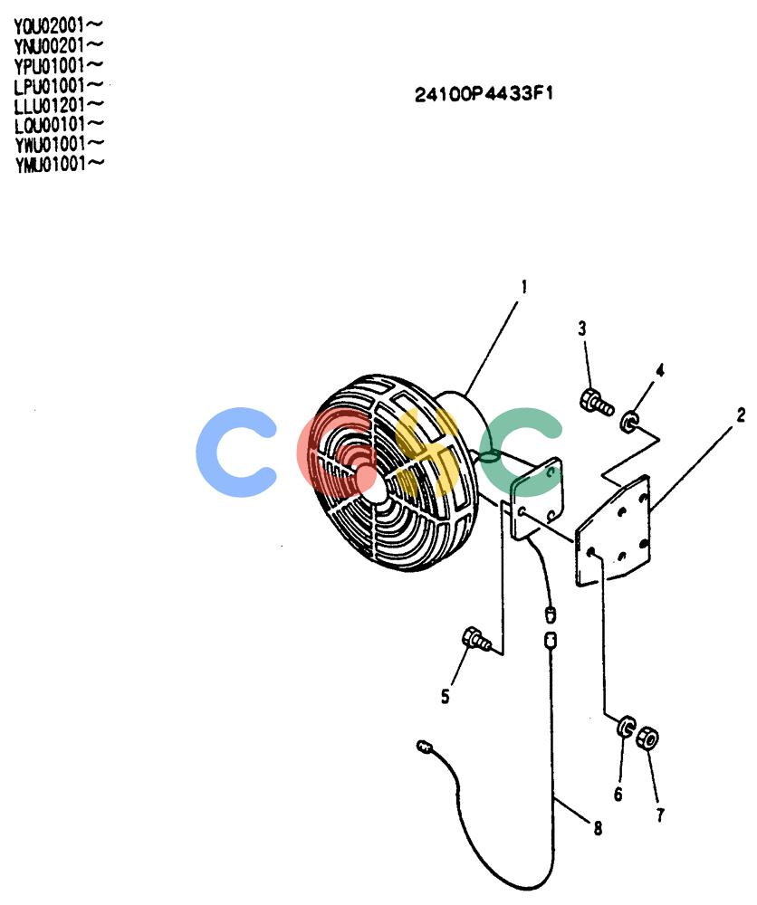 神钢零件查询(SK130LC) - EXCAVATOR BTW YPU1001 - YPU2000 (1/98-12/98) (09-004) - FAN INSTALLATION Kobelco