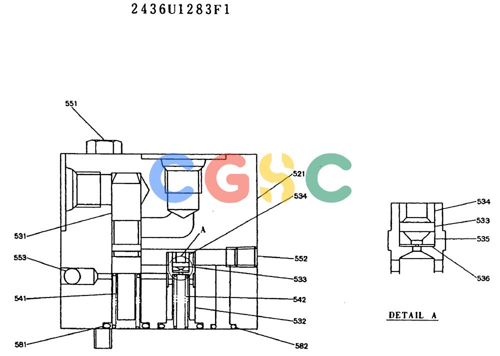 神钢零件查询(MD140BLC) - EXCAVATOR BTW YP1001 - YP1281 (1/80-12/06) (11-012) - VALVE ASSY, REDUCTION 2436U1283F1 Kobelco