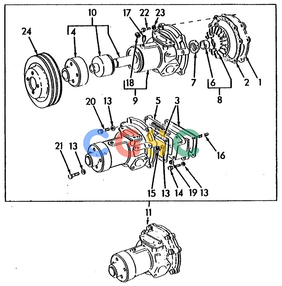 纽荷兰零件查询(65B) - MOTORGRADERS (A4.03[002]) - WATER PUMP ASSEMBLY (FOR 8061 ENGINE) New Holland Constructuion