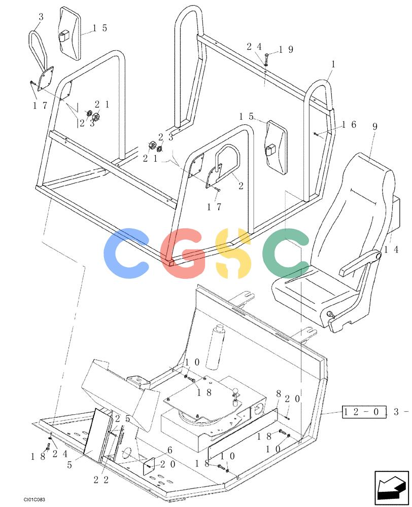纽荷兰零件查询(CV900) - VIBRATORY ROLLER (9/01-) (12-022-00[01]) - OPERATORS COMPARTMENT New Holland Constructuion