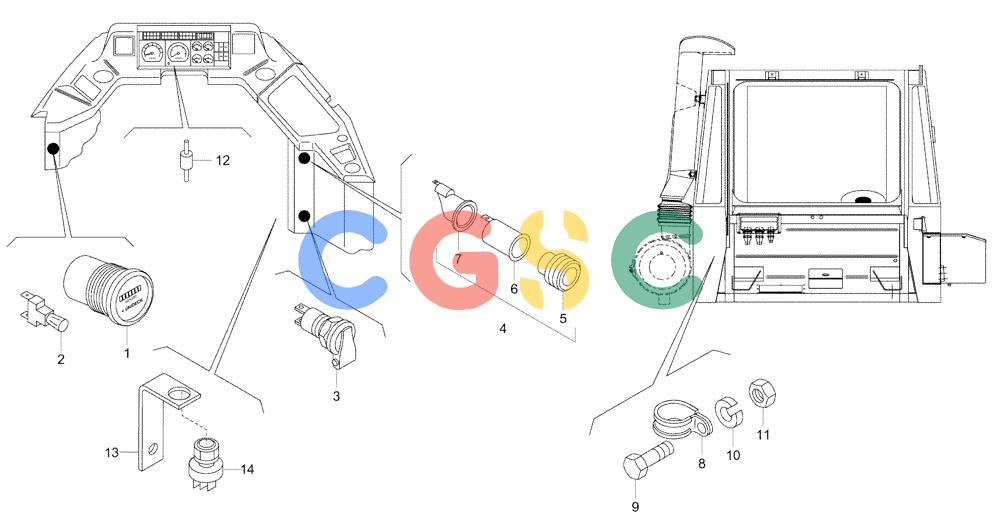 纽荷兰零件查询(AD300) - ARTICULATED DUMP TRUCK (1/01-) (5.652/3[21]) - ROPS CAB - ELECTRIC COMPONENTS New Holland Constructuion