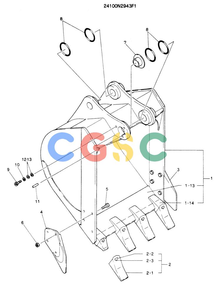 神钢零件查询(K904EL) - EXCAVATOR ASN LX1401 (1/86-12/03) (07-002) - BUCKET ASSY Kobelco