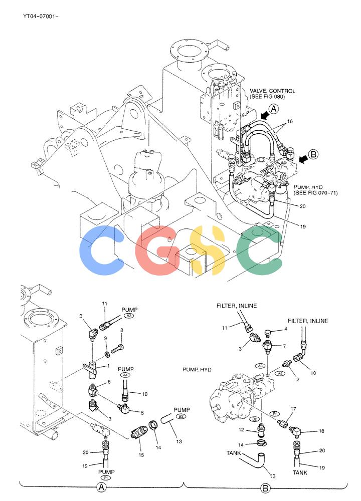 神钢零件查询(DOZER) - ATTACHMENT - SK70SR-1E & SK70SR-1ES ASN YT04-07001 (1/04-12/04) (01-014) - CONTROL LINES, PUMP Kobelco