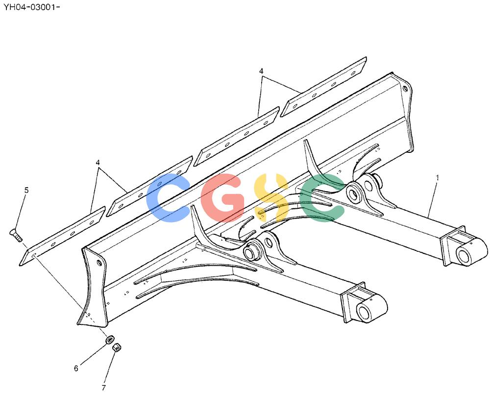 神钢零件查询(DOZER) - ATTACHMENT - SK115SR-1E, -1ES, SK135SR-1E, LC-1E, LC-1ES (1/02-12/03) (02-008) - DOZER ASSY (WITH CUTTING EDGE) Kobelco